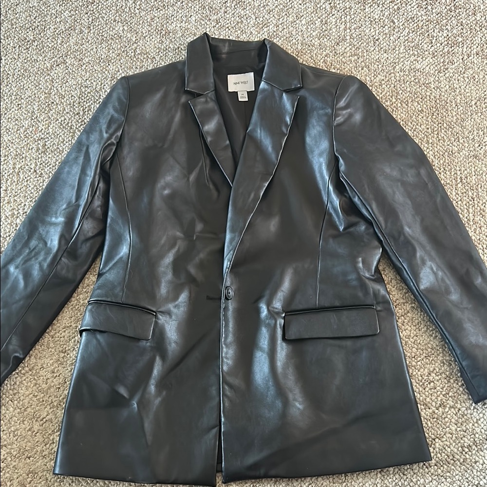 Nine West Black Faux Leather Blazer